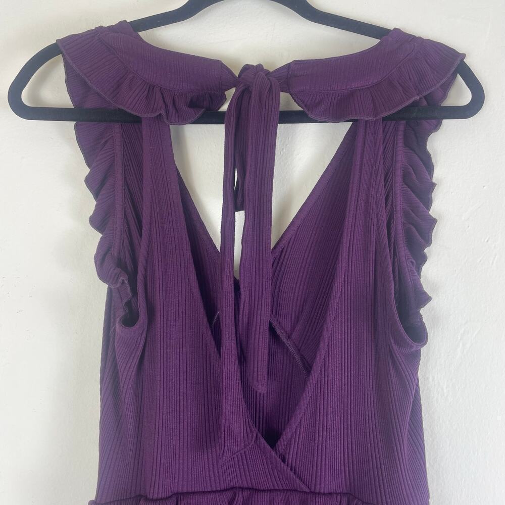 Anthropologie Purple Ruffle Sleeve Maxi Dress V Neck Size Medium NWOT - Picture 8 of 8